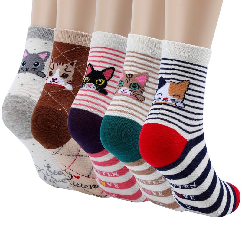 Jeasona Womens Cat Socks Cat Mom Lovers Gifts for Women Teenage Girls - Image 1